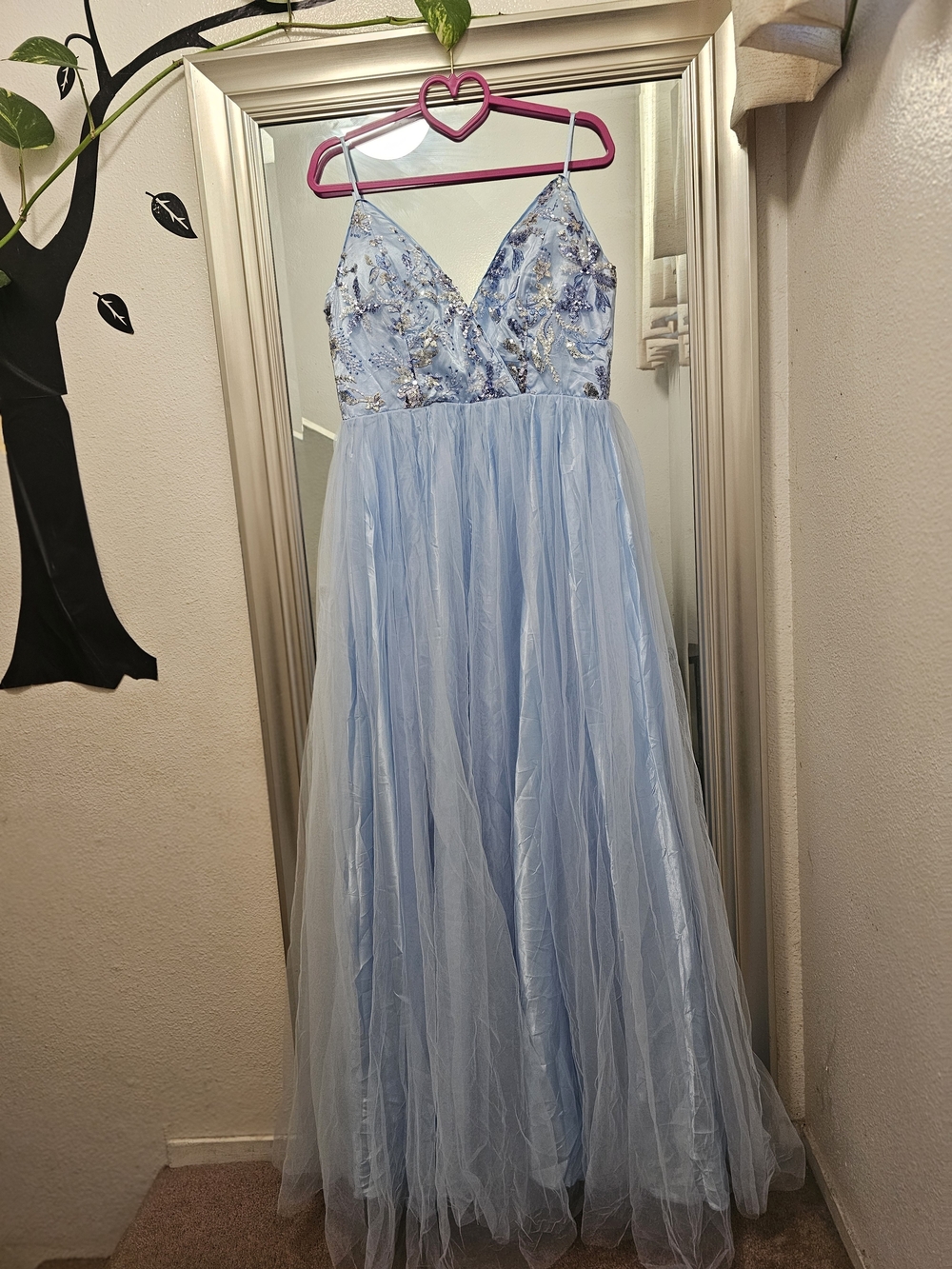 Light Blue Sequin Tulle Kids Dress